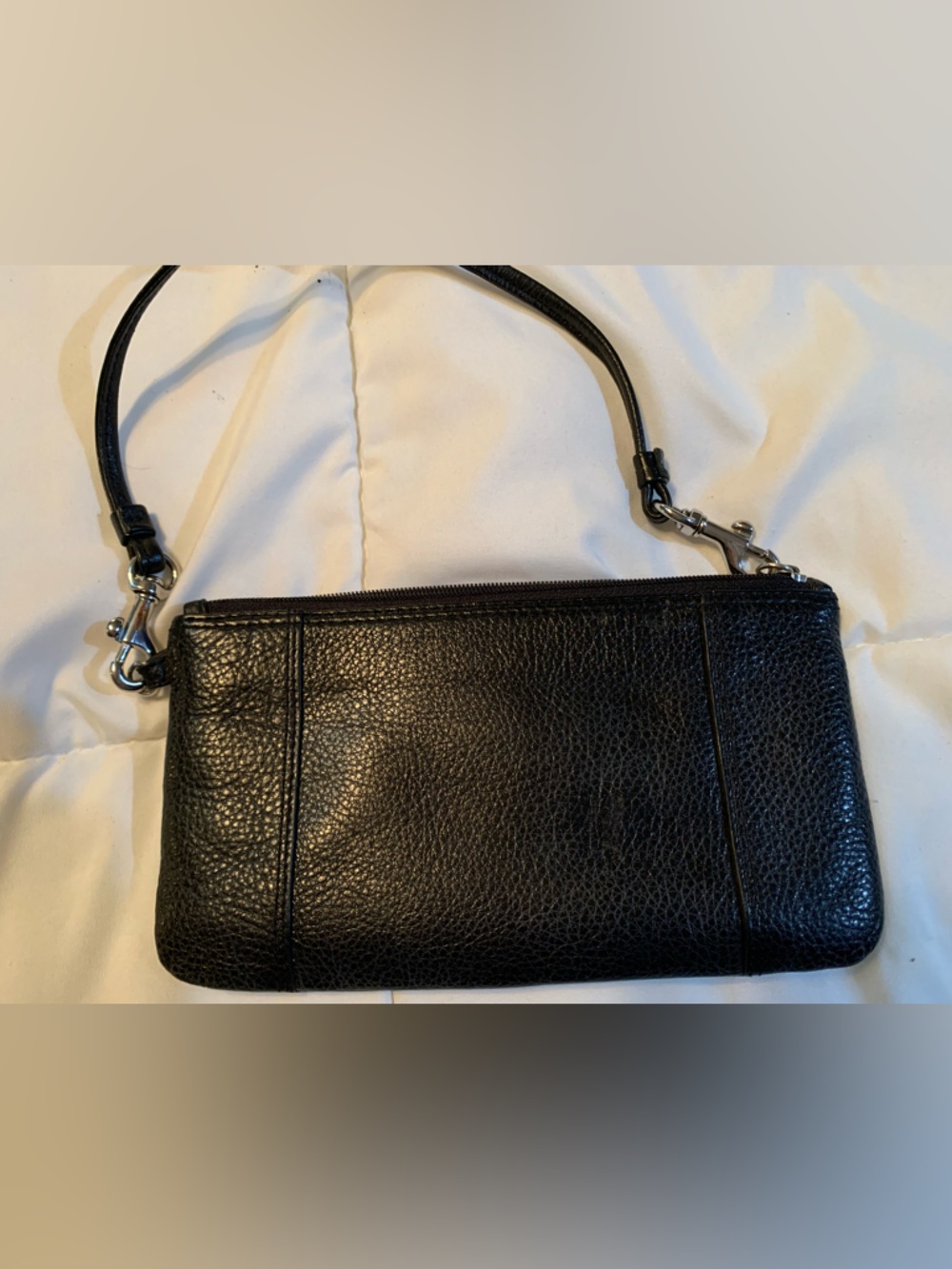 Classic Black Leather Wristlet Bag